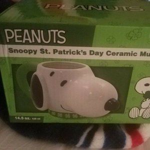 Peanuts Snoopy 3D Head St. Patrick's Day Ceramic Mug New